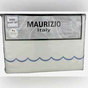 Maurizio Italy 4 Piece 100% Cotton Bright White Sheet Set (King)